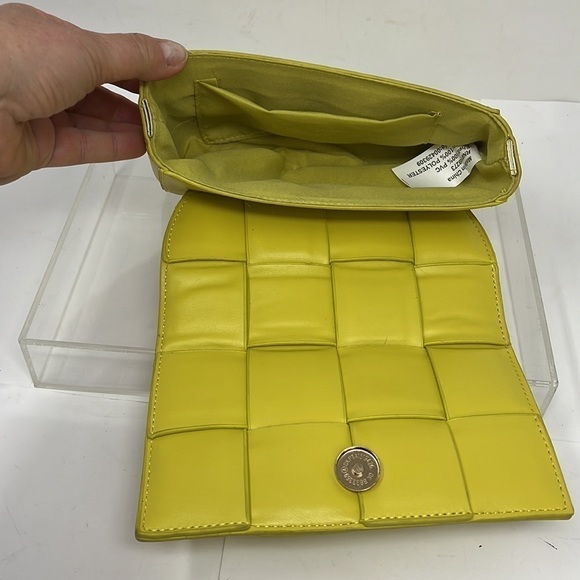 Lime Green Leatherette Braided Box Clutch Bag Purse - Picture 7 of 7